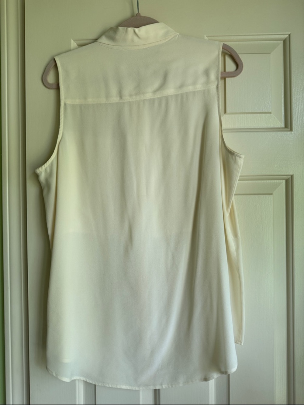 Ivory color Max Studio Sleeveless Silk Button-Down Tunic Blouse - Picture 2 of 6